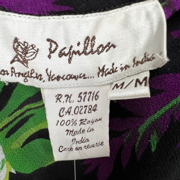 Y2K Vintage Papillon Maxi Dress M Black Floral Asymmetric Tropical Hawaiian NEW - Picture 10 of 12